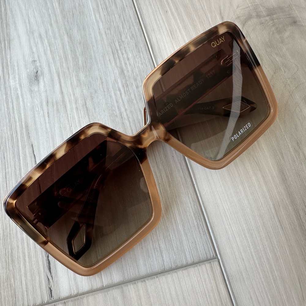 Quay Australia Tortoise Oversized Square Polarized Sunglasses -LUXE Almost Ready